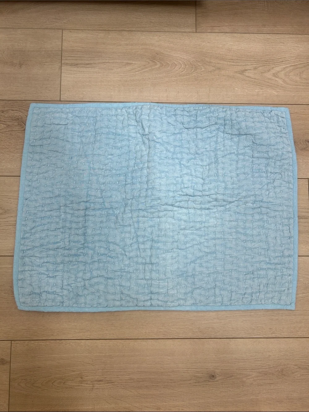 Pottery Barn Stonewashed Cotton Pick-Stitch Sham Blue Standard Set